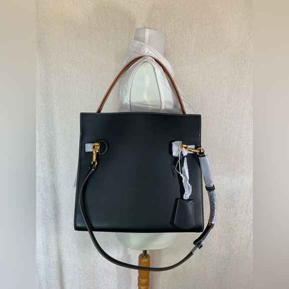 NEW Tory Burch Lee Radziwill Double Black Leather Satchel/Shoulder Bag/Crossbody - Picture 5 of 16